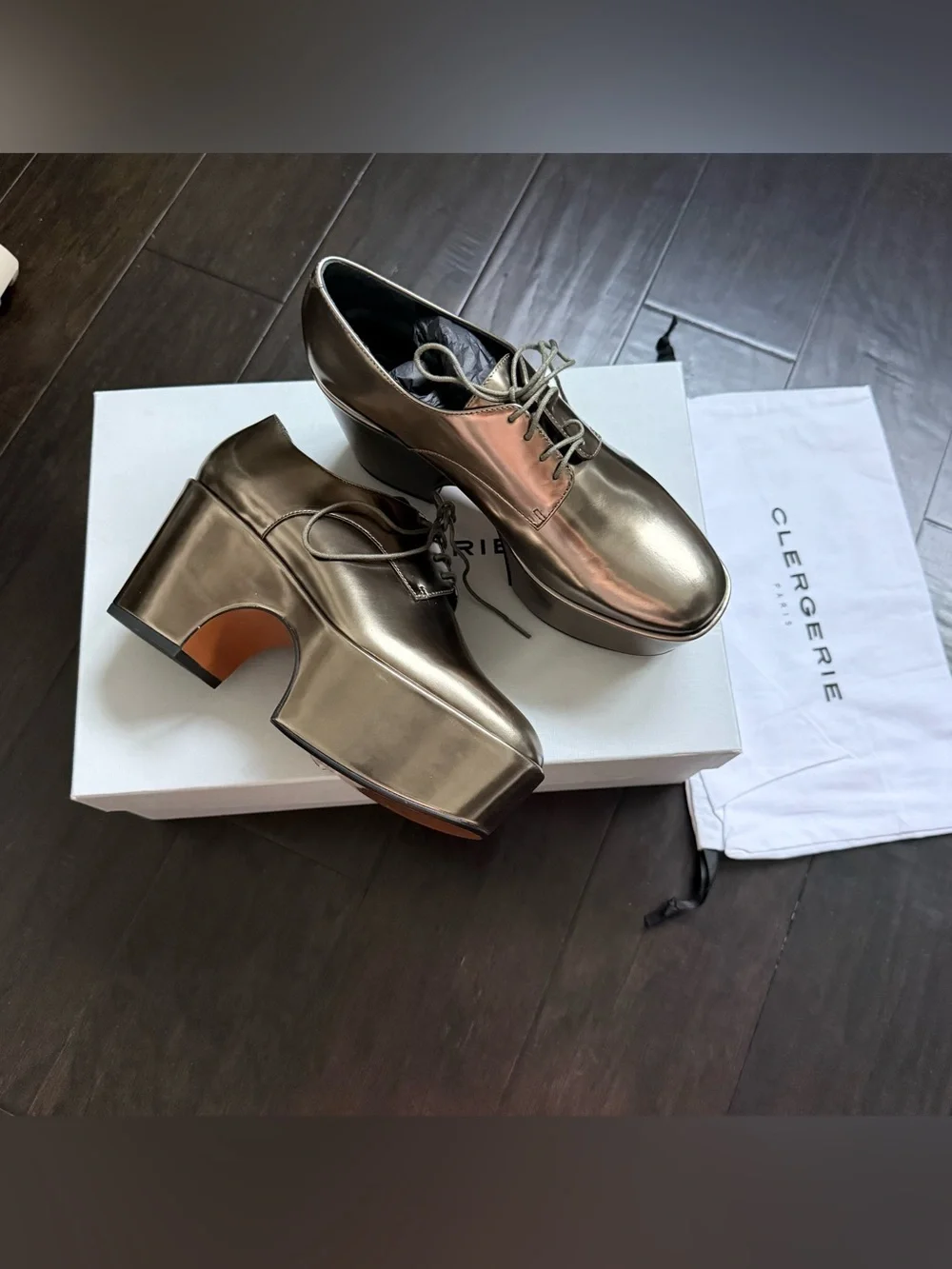 Robert Clergerie Metallic Bronze Platform Oxford